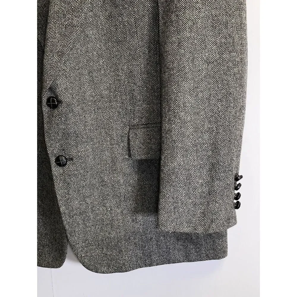 Oakton Men's Black/Gray Herringbone Blazer 44R Lined Tailored In U.S.A $395‎